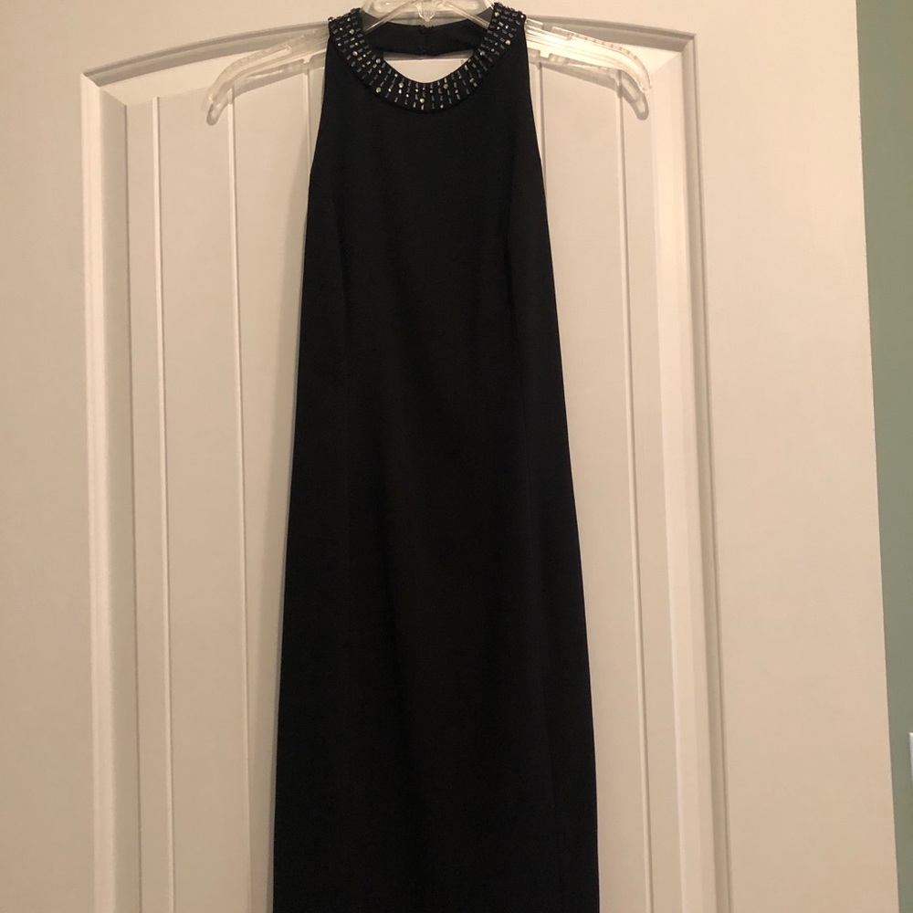 Black open back dress